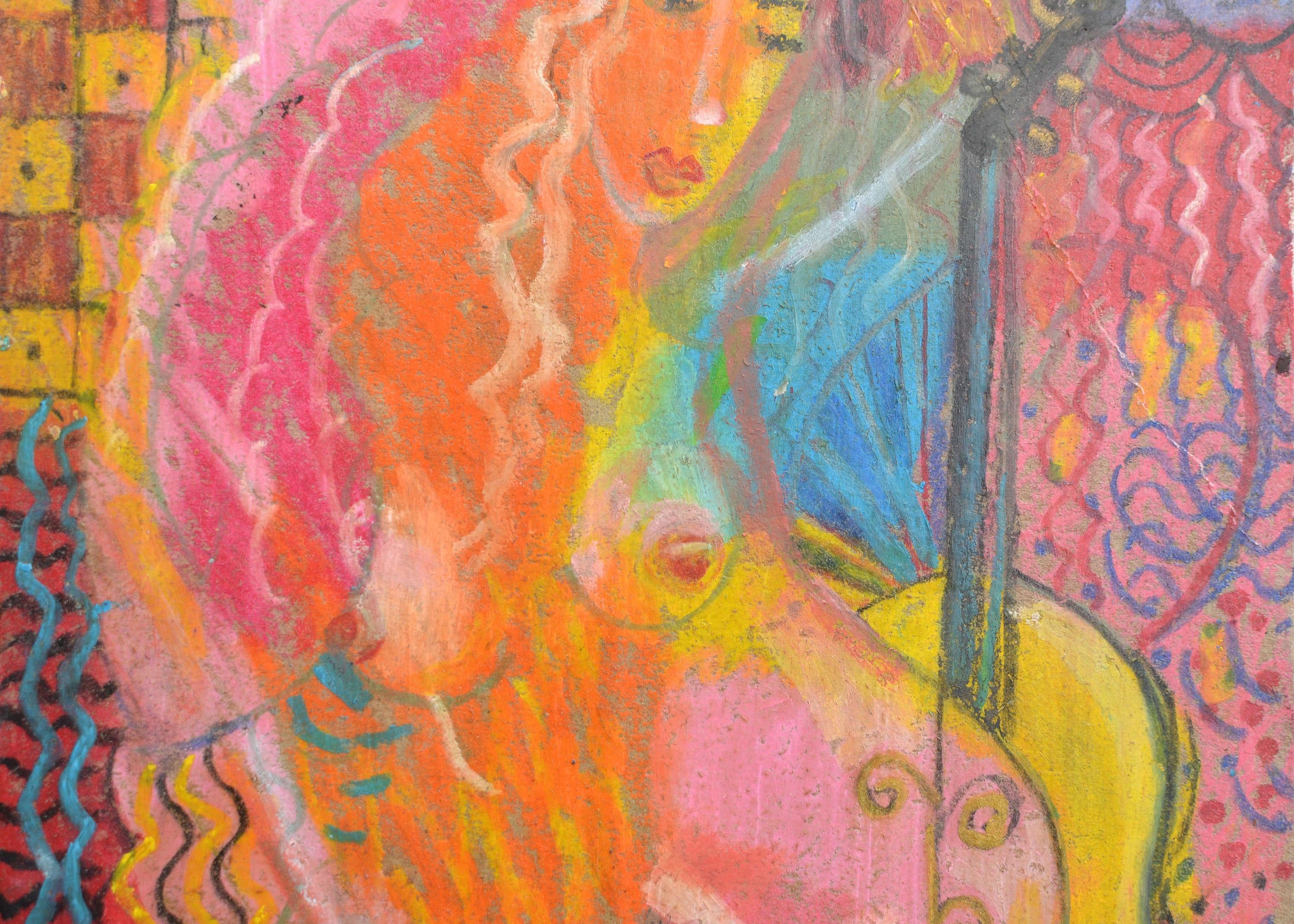 Neues Gewand. 2020. Öl/Karton, 37x24 cm (Orange), Figurative Painting, von Uldis Krauze