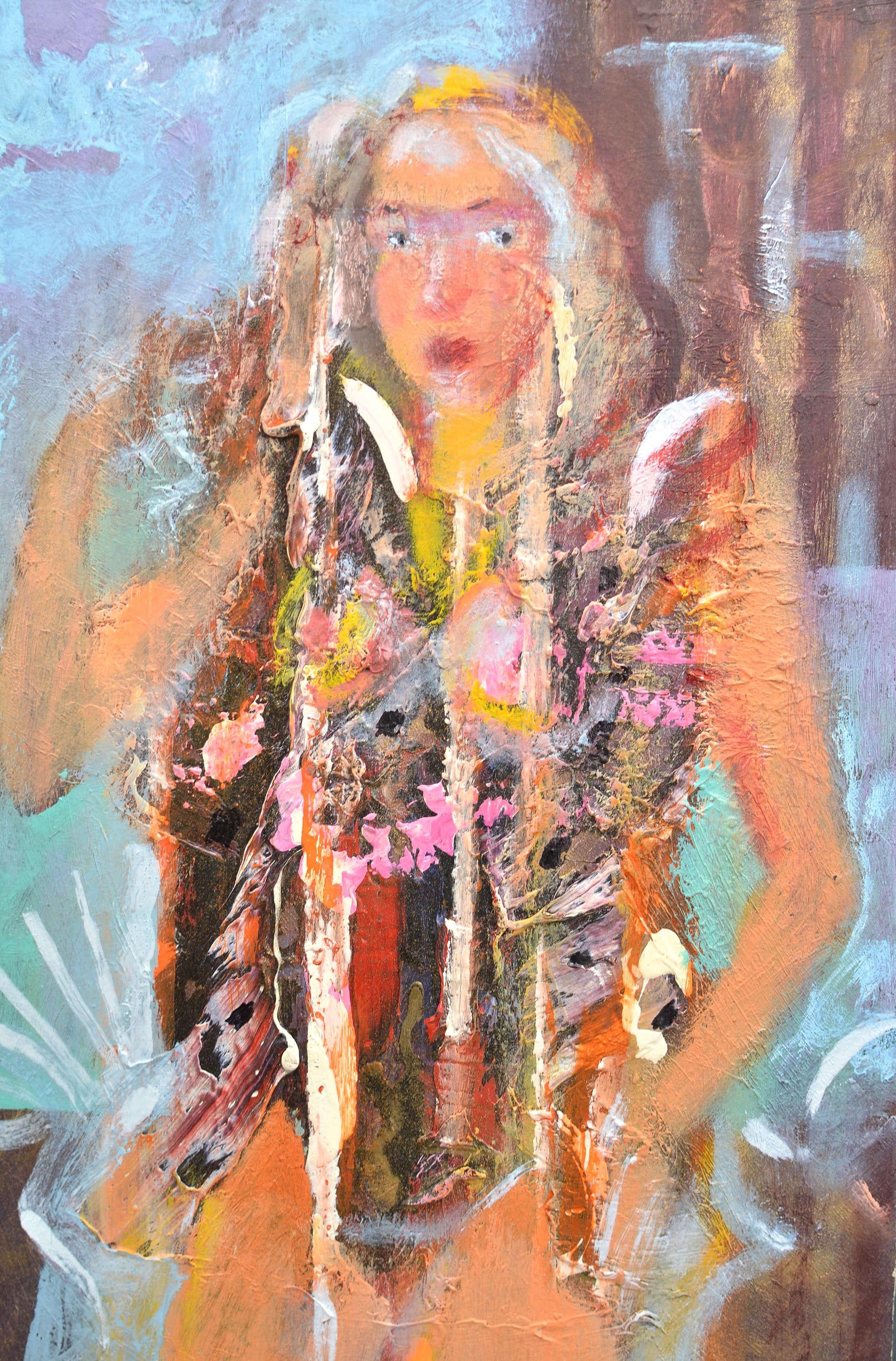 New gown. 2020. Oil/cardboard, 37x24 cm im Angebot 2