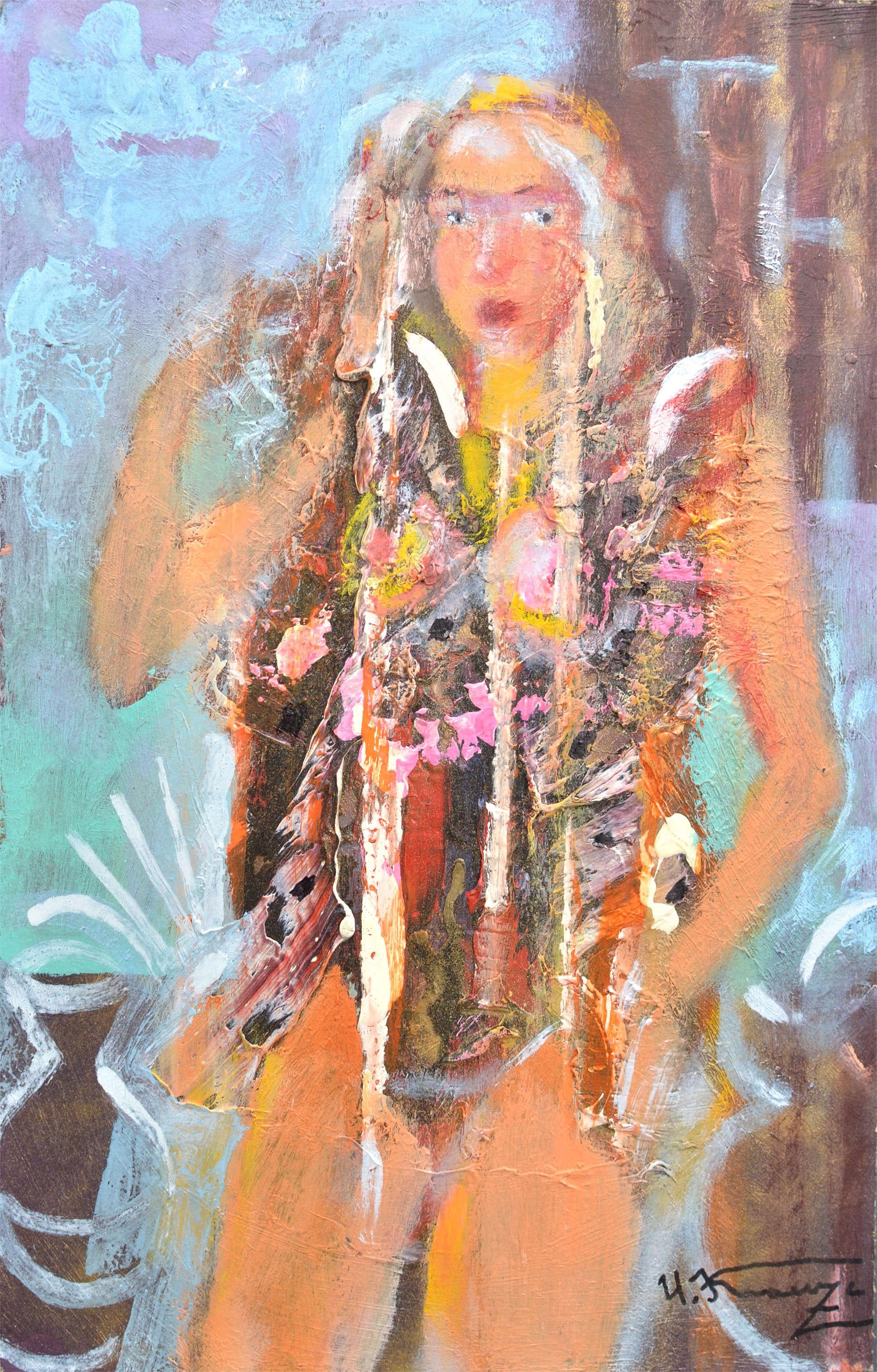 New gown. 2020. Oil/cardboard, 37x24 cm