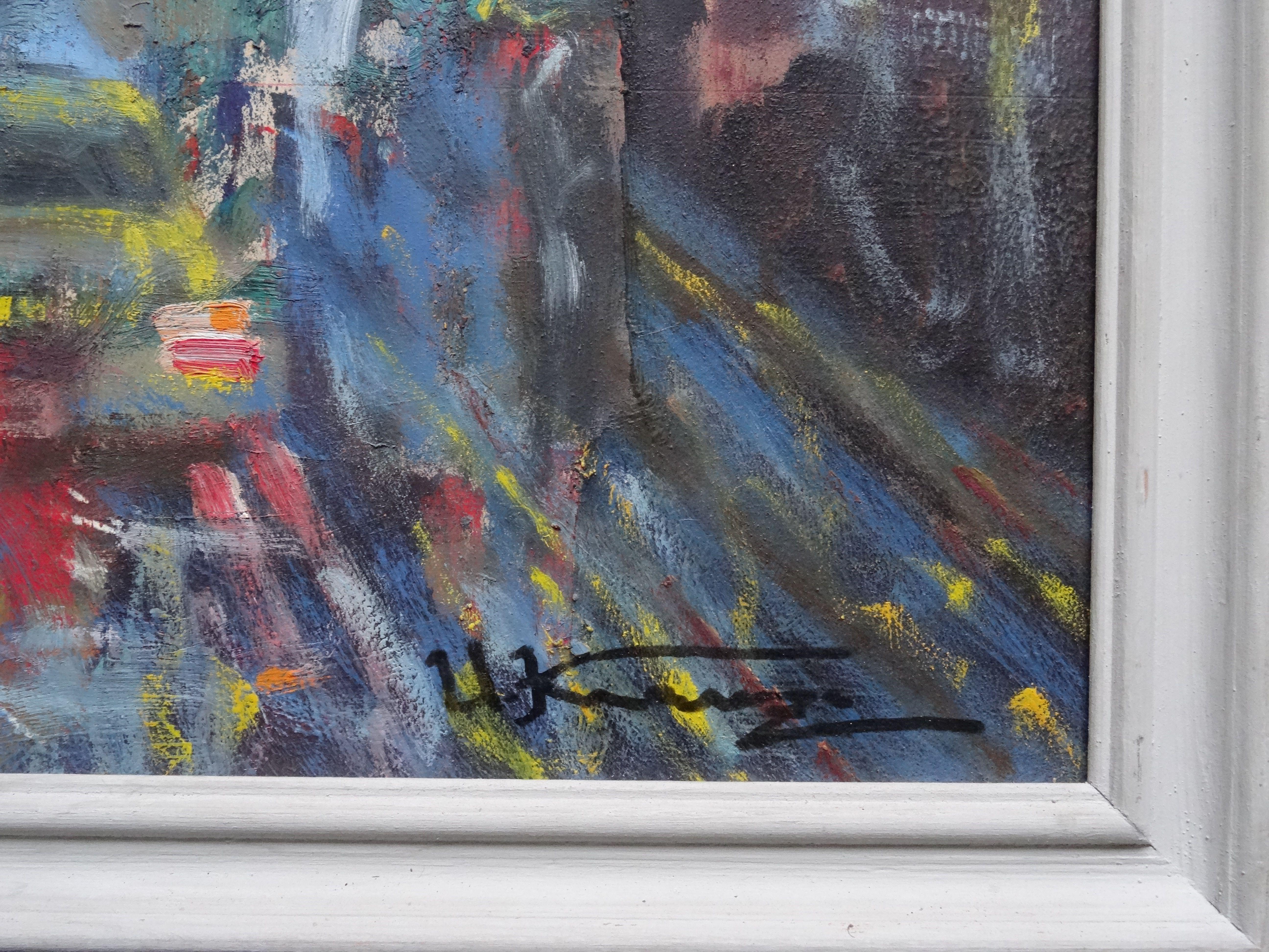Nachtstadt. Öl auf Karton, 44,5x64 cm (Impressionismus), Painting, von Uldis Krauze
