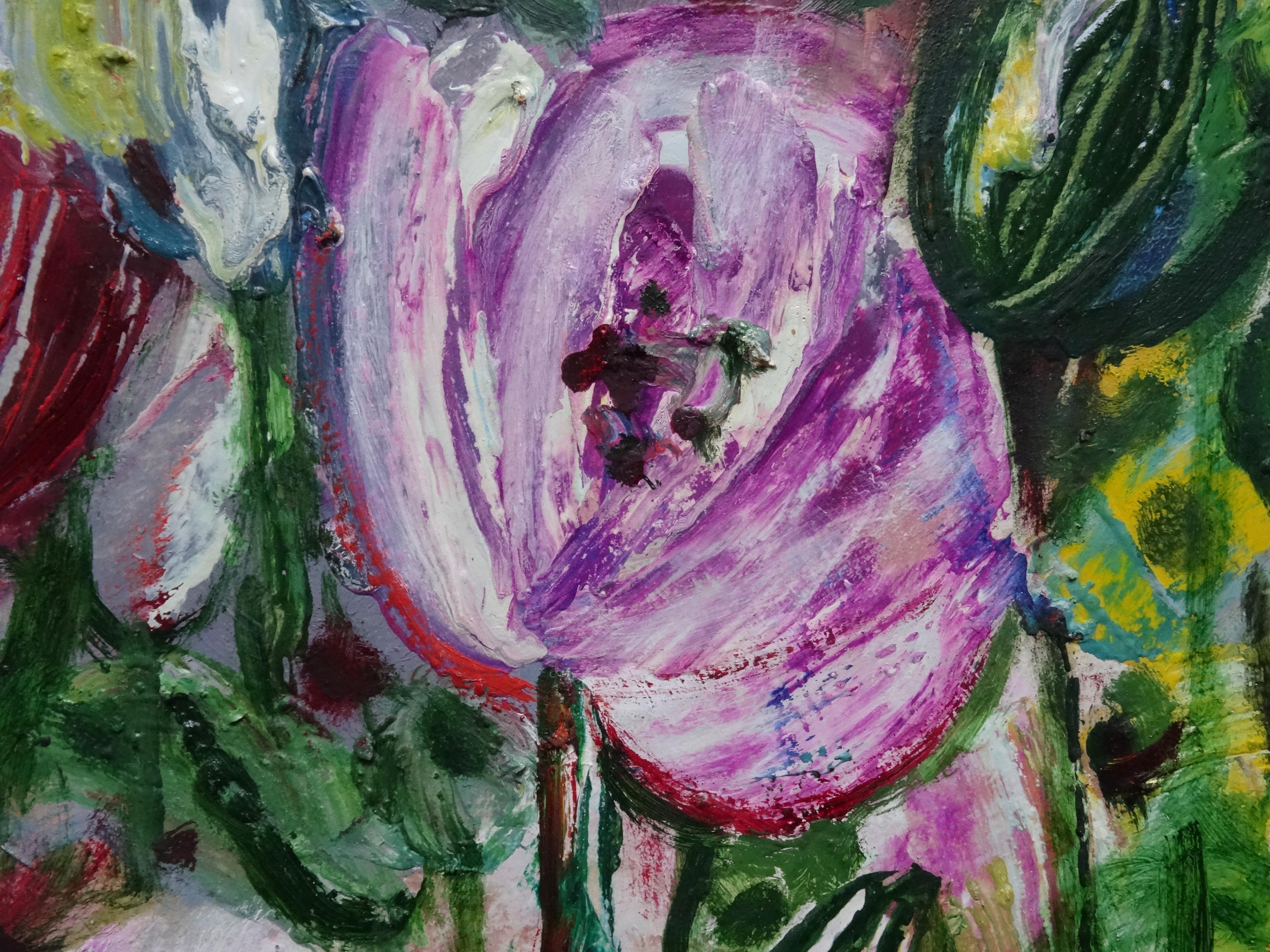 Tulips. Oil on cardboard, 44x58,5 cm