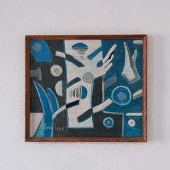 Uldis Rēdelis Blue Abstract Painting "Items", Latvia, 2006