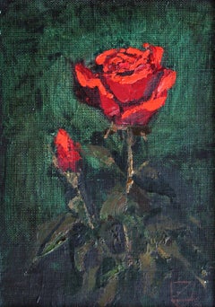 Rose. 1991, cardboard, oil, 34x24 cm