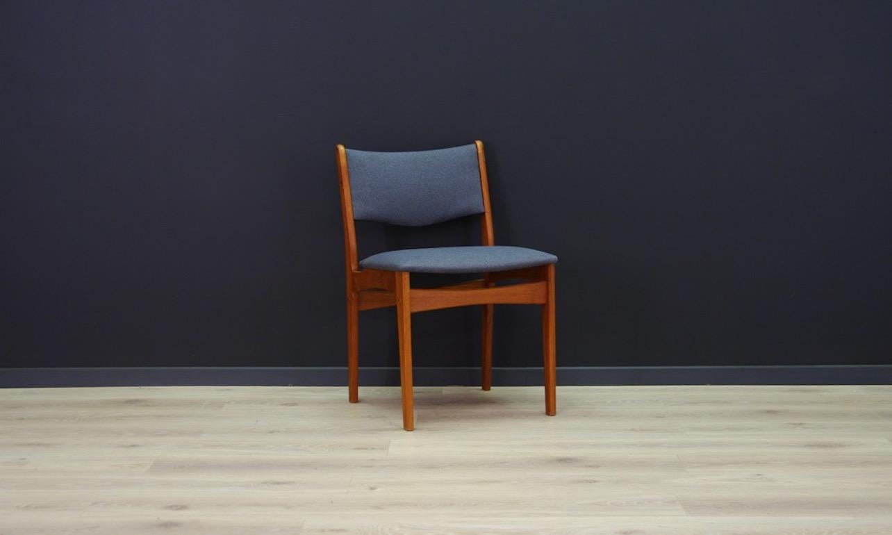 Retro chair from the 1960s-1970s, Scandinavian design straight from the Uldum Møbelfabrik manufacture. New upholstery, construction made of teak wood. Preserved in general good condition (minor scratches on wooden structure), directly for