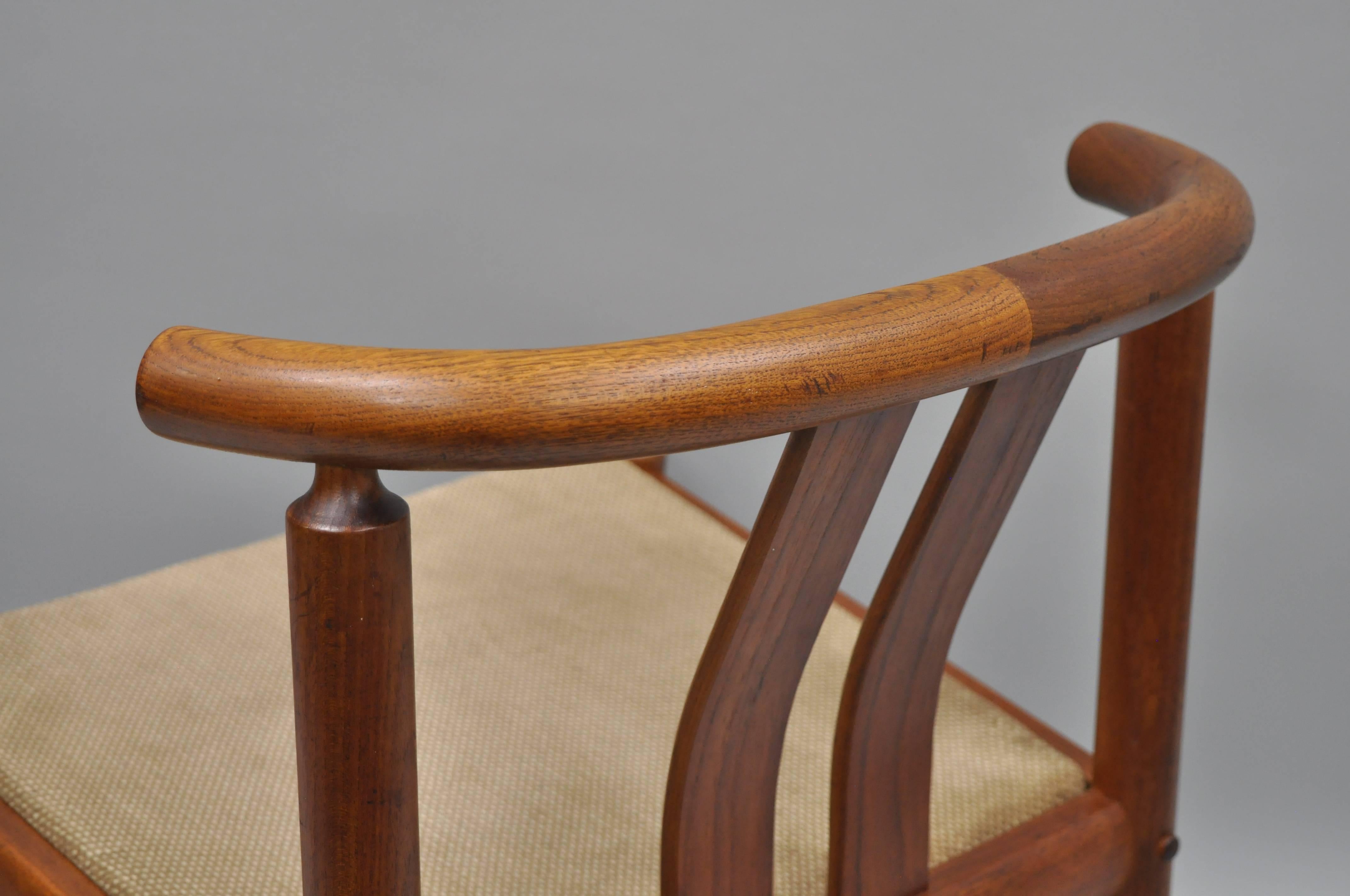 Uldum Danish Modern Teak Dining Chairs Curved Back, Set of Six 6