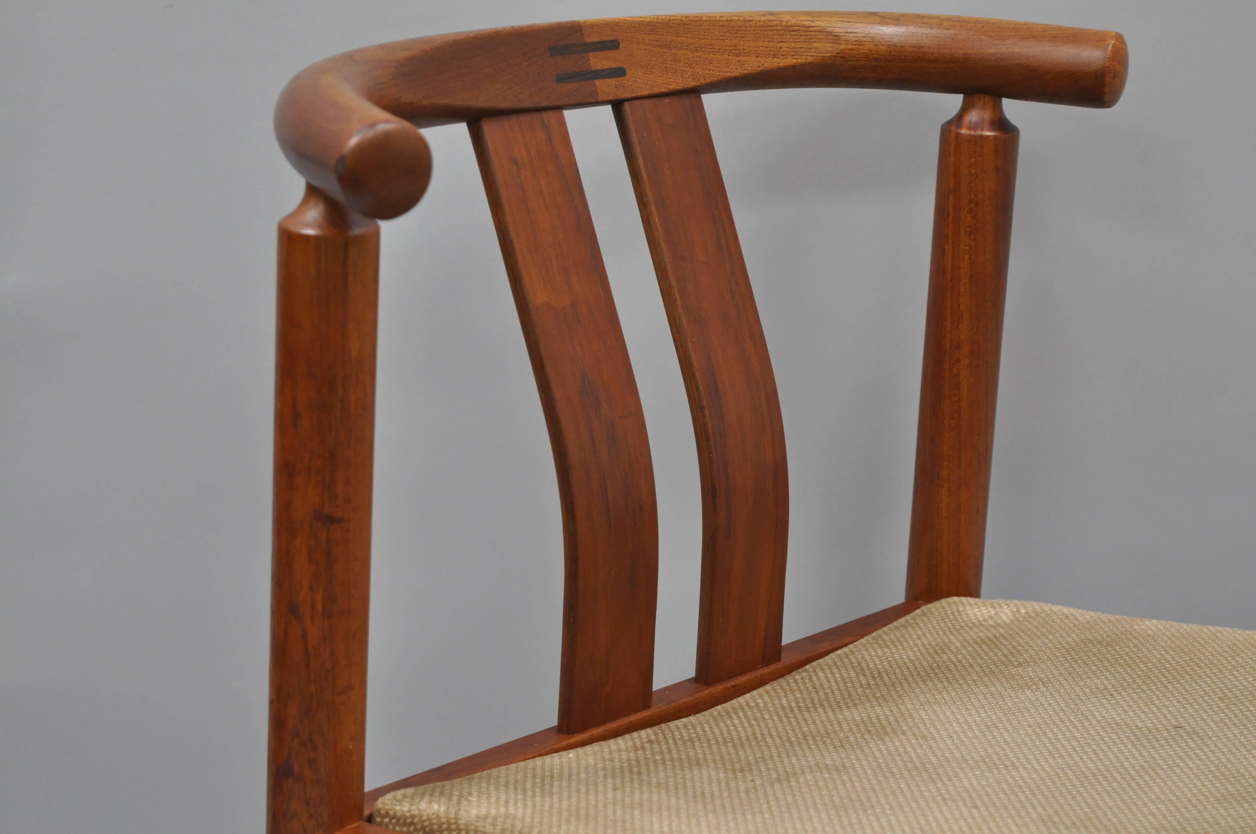 Rosewood Uldum Danish Modern Teak Dining Chairs Curved Back, Set of Six