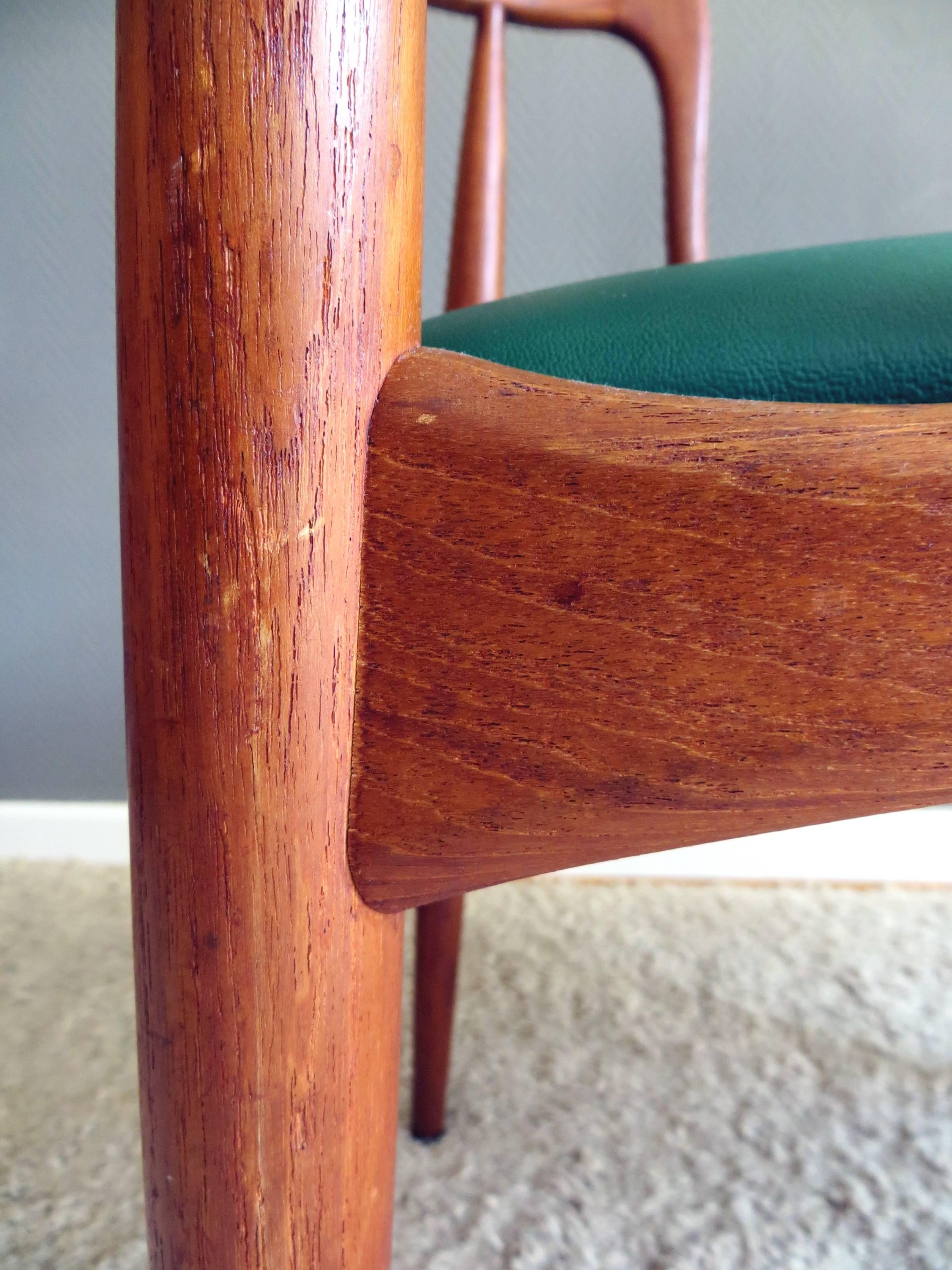 Faux Leather Uldum Denmark Model 16 by Johannes Andersen Dining Teak Chairs , Set of 2, 1960s