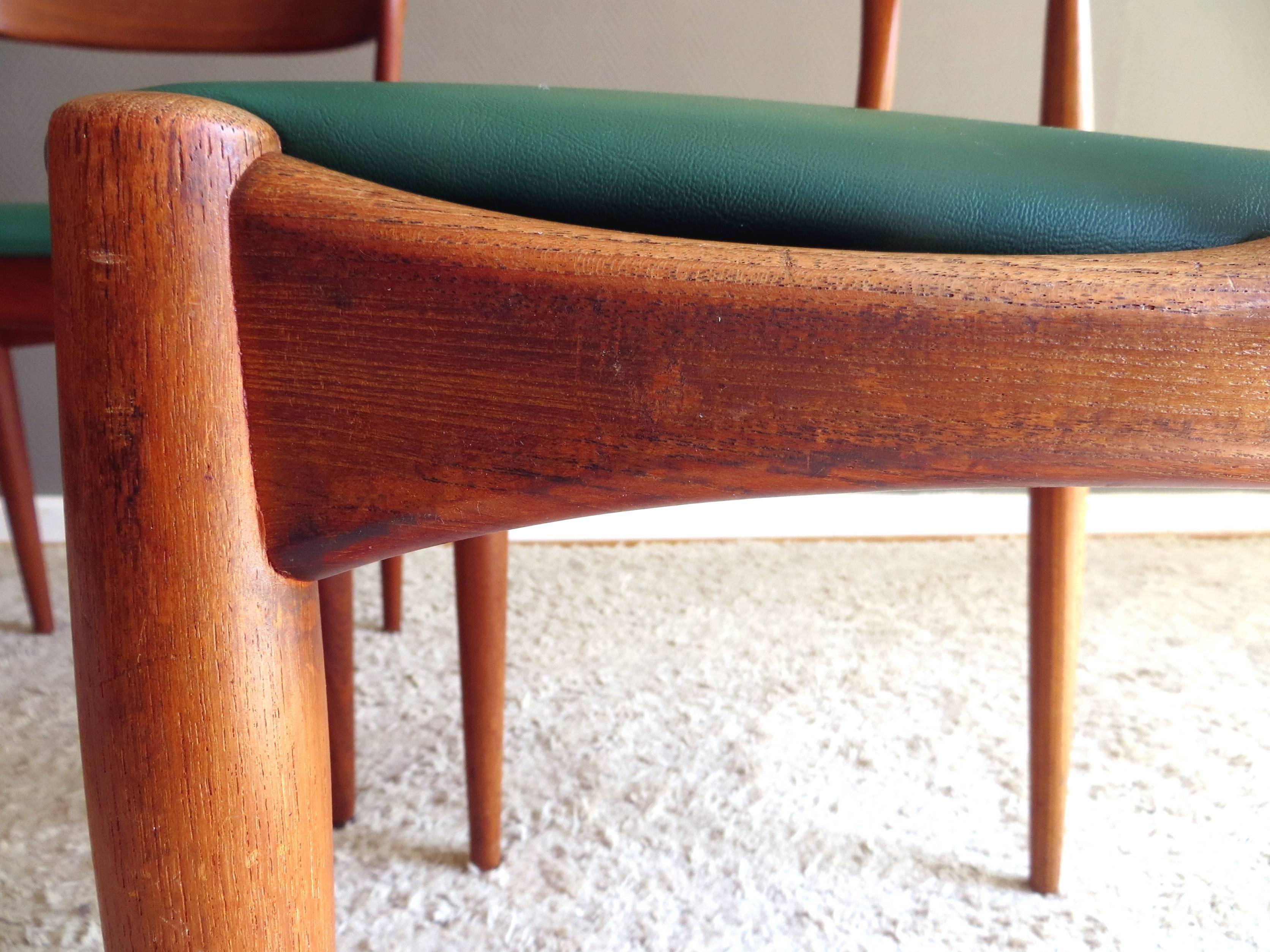 20th Century Uldum Denmark Model 16 by Johannes Andersen Dining Teak Chairs , Set of 2, 1960s