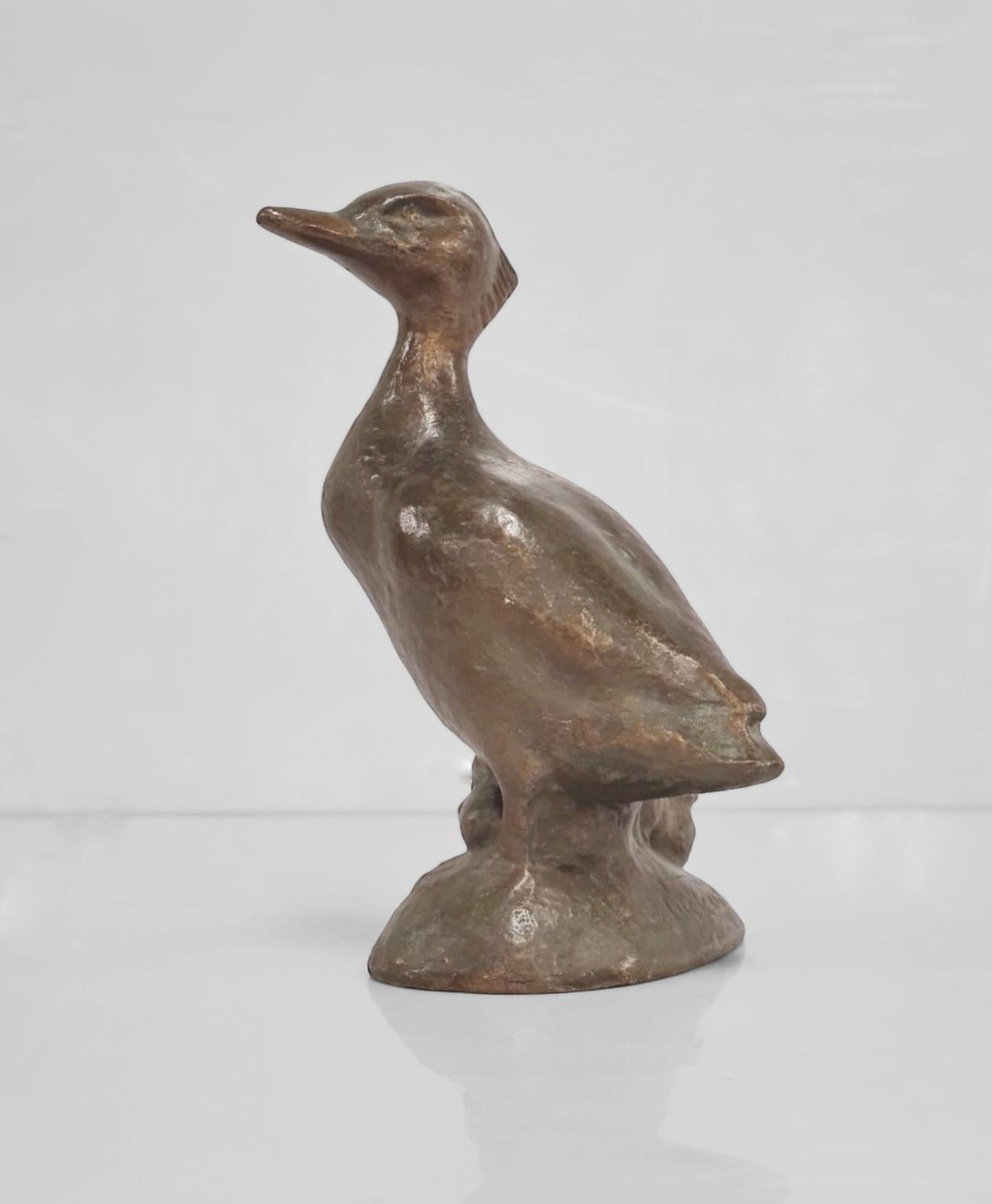 Art Nouveau Ulf Tikkanen Scultura di uccelli in bronzo di svasso maggiore, 1960 in vendita