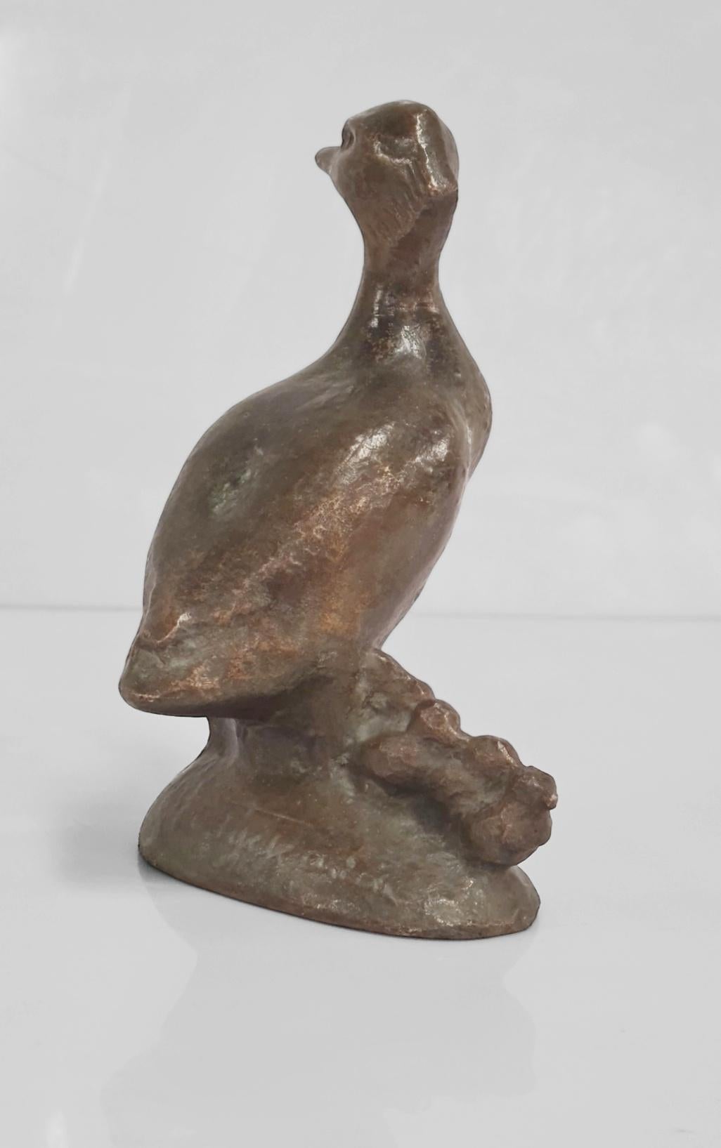 Finlandese Ulf Tikkanen Scultura di uccelli in bronzo di svasso maggiore, 1960 in vendita