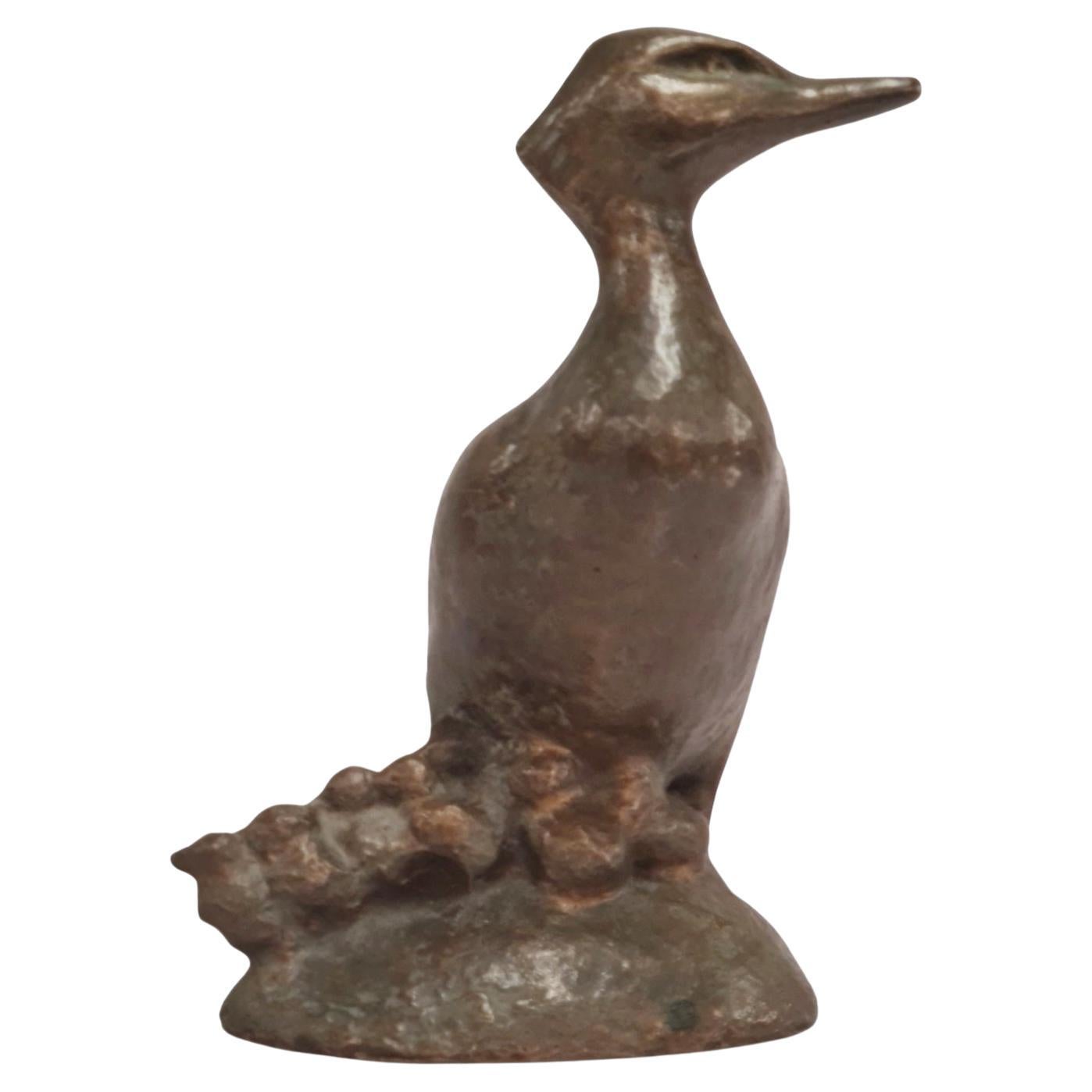 Ulf Tikkanen Great Crested Grebe Bronze Bird Sculpture, 1960s