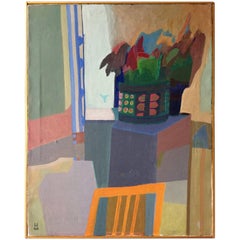 Ulf Wikström "Flower" Oil on Canvas Dated 1974, Sweden