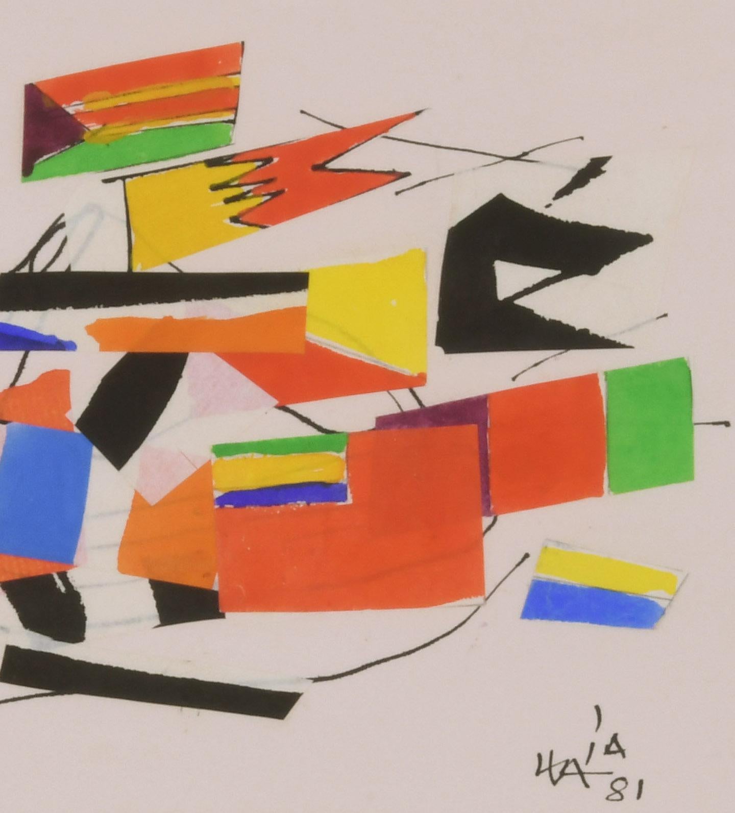 Senza titolo (Animale astratto)
Collage con acquerello, 1981
Firmato e datato in basso a destra (vedi foto)
Condizione: eccellente
Dimensioni dell'immagine: 8 1/4 x 11 1/4 pollici
Dimensioni del telaio:  16 1/4 x 19 1/2 pollici
Cornice d'archivio