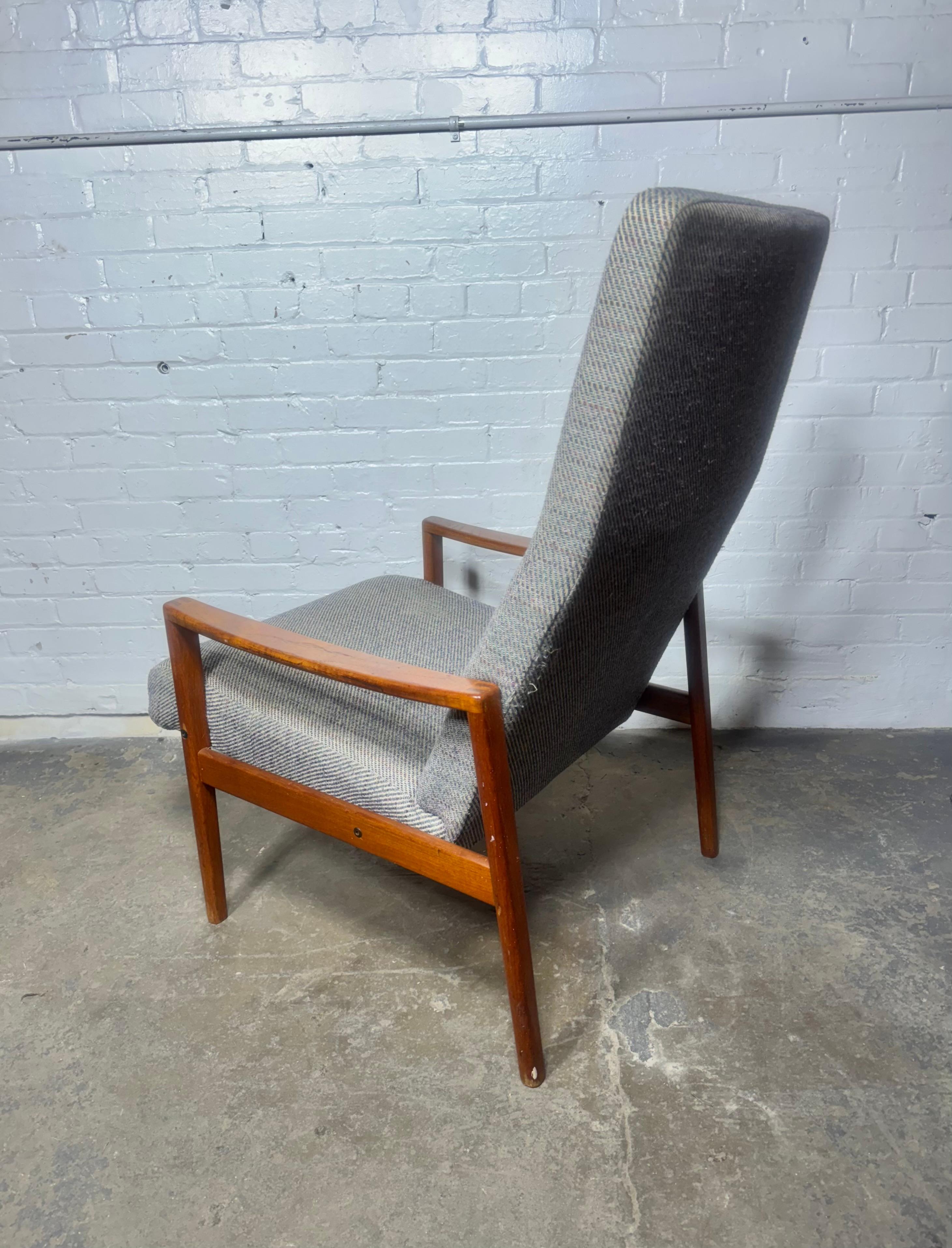 Scandinavian Modern Ulferts Fabriker Sweden Teak Highback Easy Chair For Sale