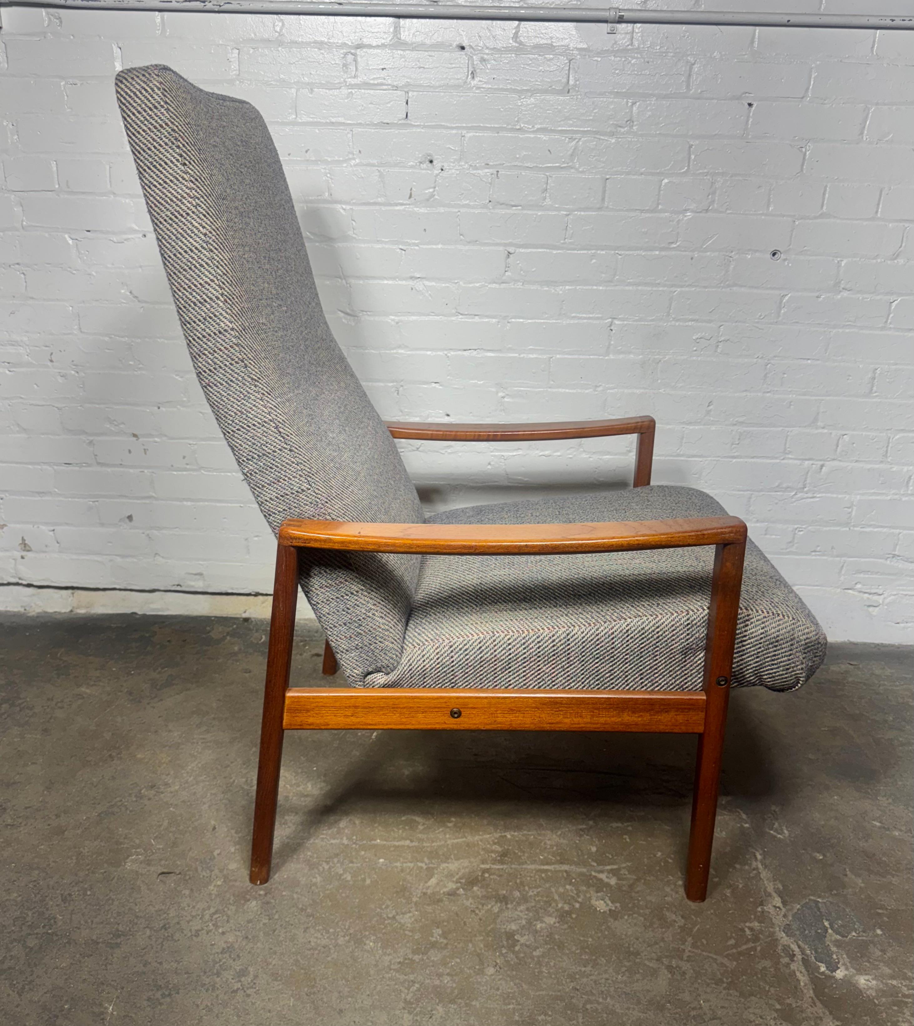 Fabric Ulferts Fabriker Sweden Teak Highback Easy Chair For Sale