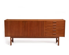 Ulferts Sweden Scandinavian Teak Credenza Hinged Doors Dowel Legs Mid Century
