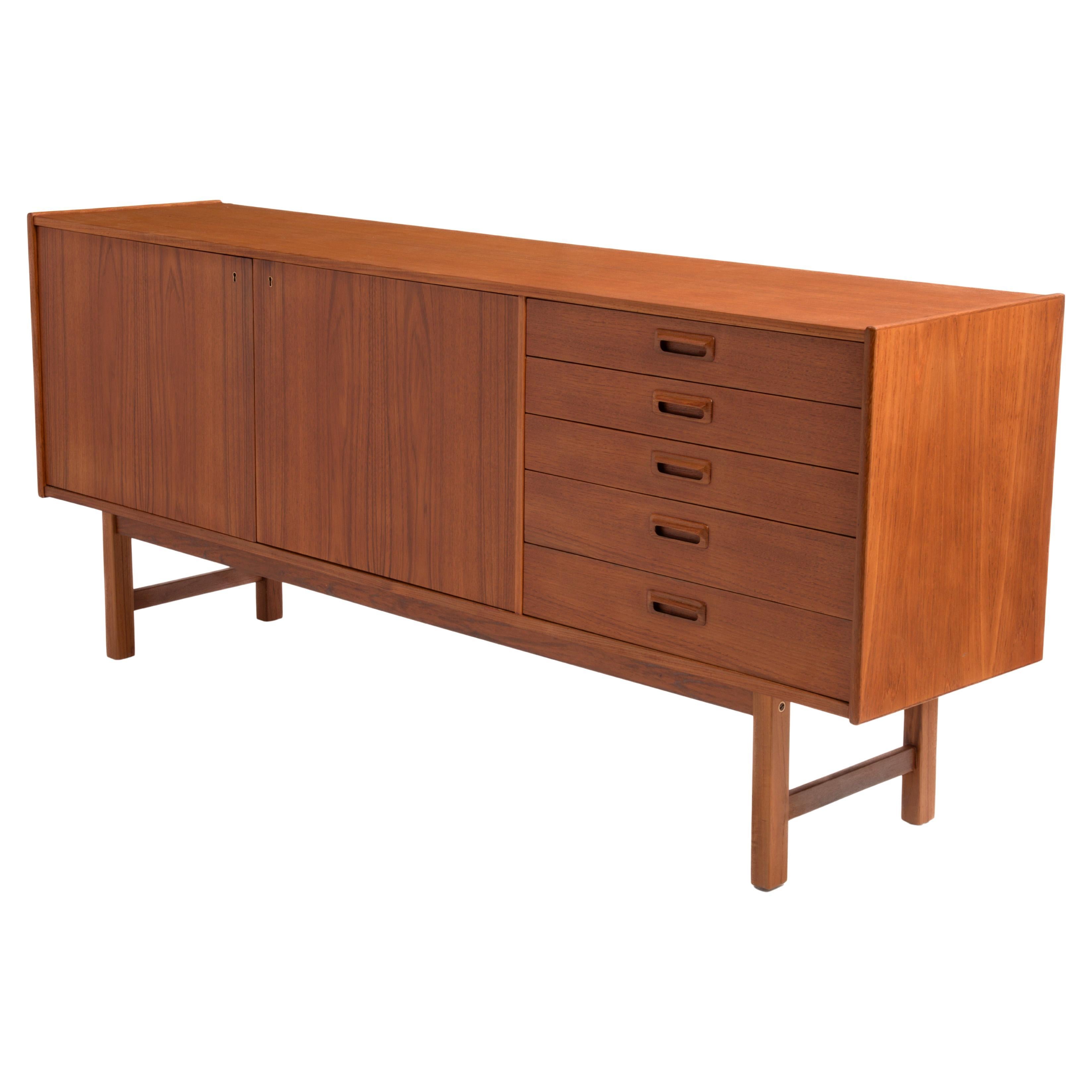 Ulferts Sweden Scandinavian Teak Credenza Hinged Doors Dowel Legs Mid Century For Sale