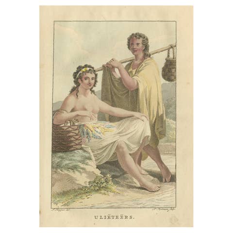 Ulieteërs - Old Handcolored Ethnographic Engraving of Raiatea, Polynesia 1803