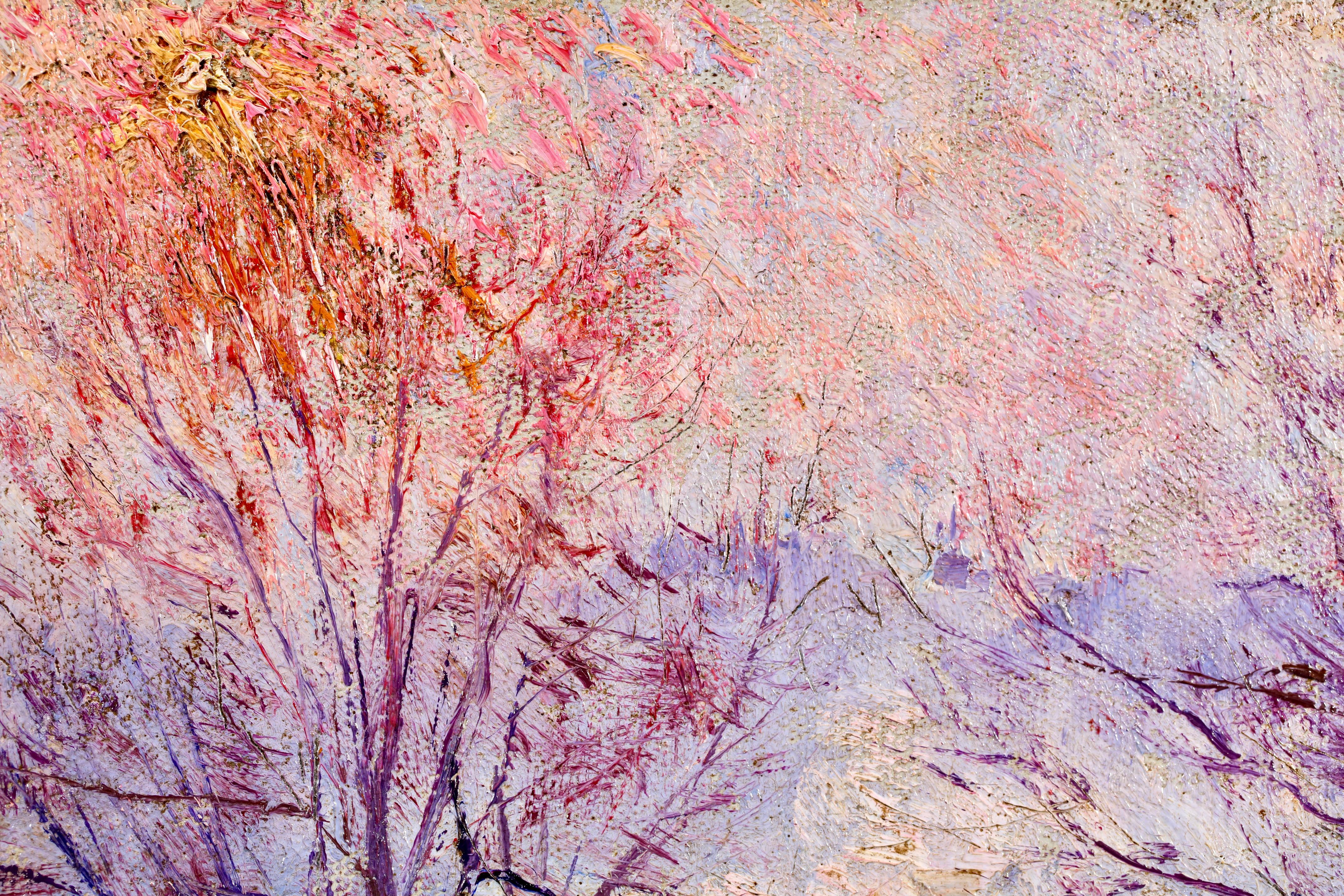 Lever de soleil au Pont des Arts - Impressionistische Landschaft Öl von Ulisee Caputo im Angebot 4