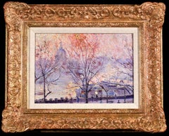 Lever de soleil au Pont des Arts - Huile de paysage impressionniste d'Ulisee Caputo