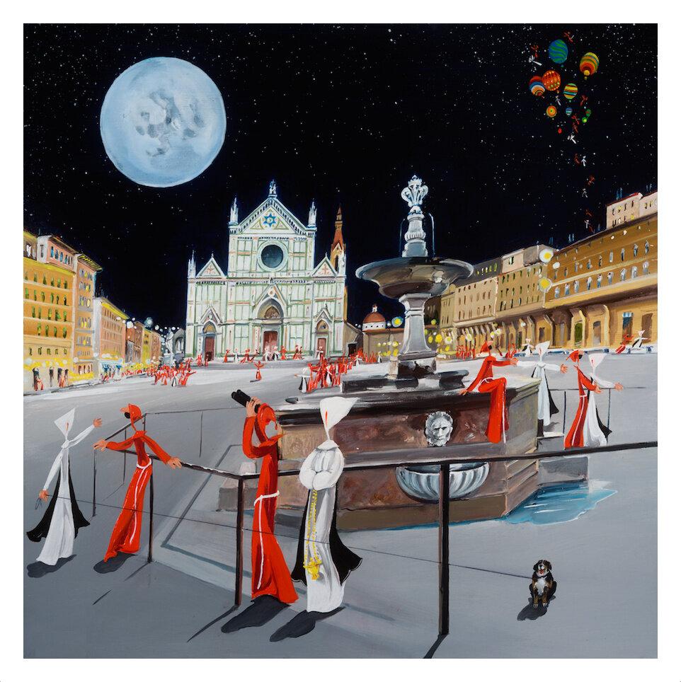 Title: santa Croce by Night 
Media: Limited edition on paper
Size: 50x50 cm 

ULIVIERO ULIVIERI
Ulivieri's art is characterized by its spontaneous flow and precise lines.   His imagination is a key component of his journey, which 
he calls