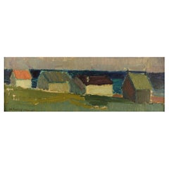 Ulla-Britta Emitslöf-dejmo, Oil on Canvas, Modernist Landscape with Houses