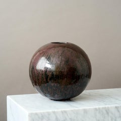 Ulla & Gustav Kraitz, Grande vaso sferico unico in gres, Svezia, anni '70