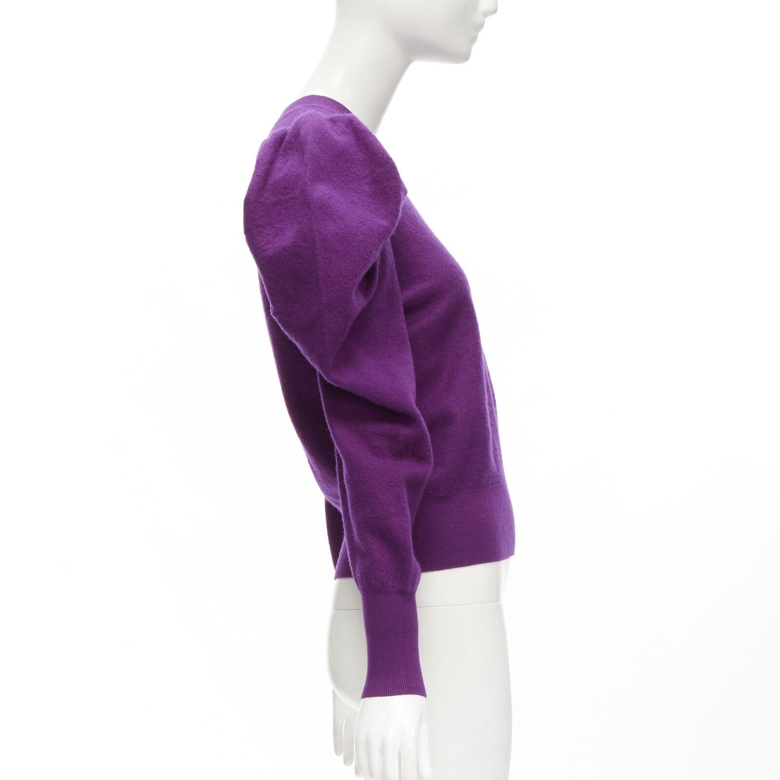 ULLA JOHNSON 100% merino wool purple Victorian puff sleeves sweater XS In Excellent Condition For Sale In Hong Kong, NT