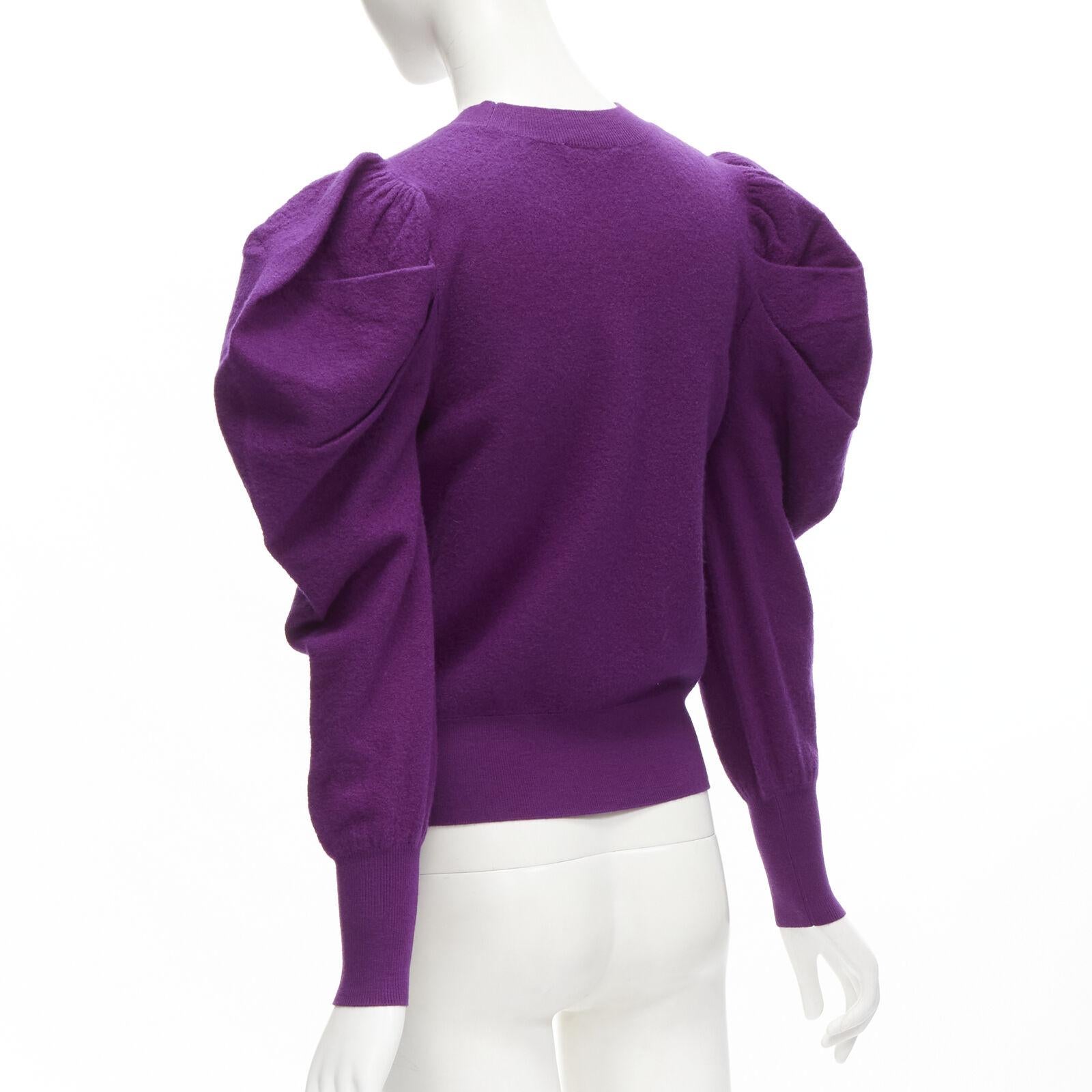 ULLA JOHNSON 100% merino wool purple Victorian puff sleeves sweater XS For Sale 1