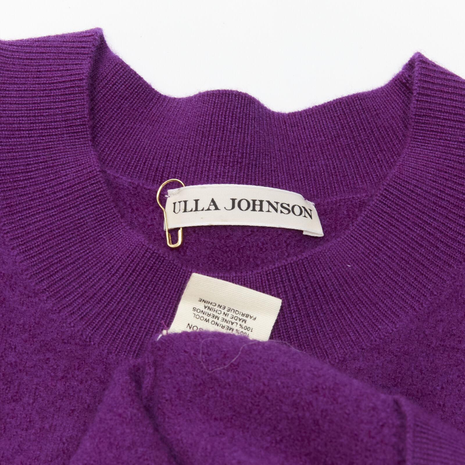 ULLA JOHNSON 100% merino wool purple Victorian puff sleeves sweater XS For Sale 3
