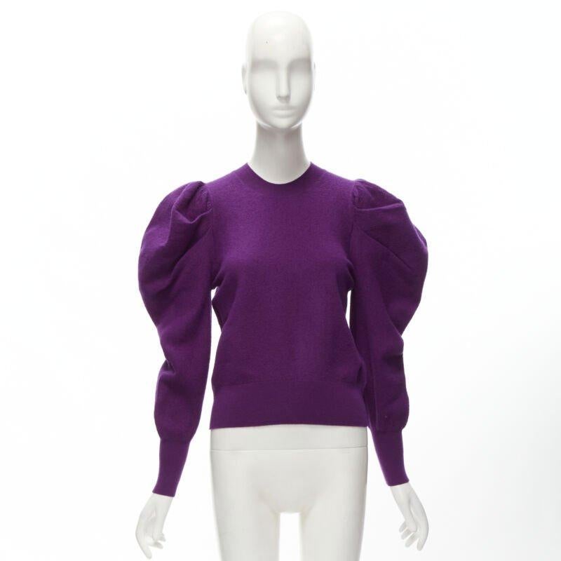 ULLA JOHNSON 100% merino wool purple Victorian puff sleeves sweater XS For Sale 4