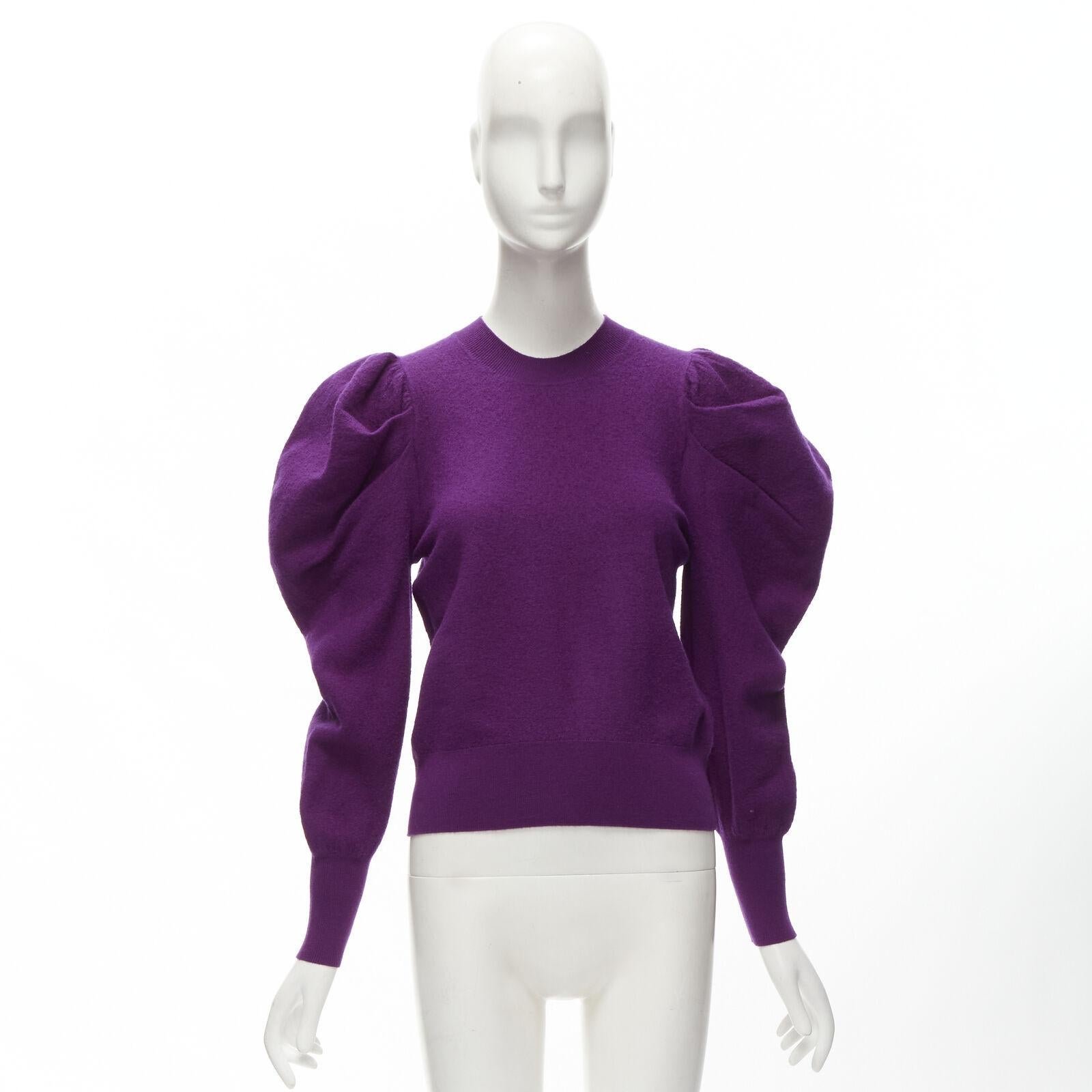 ULLA JOHNSON 100% lana merina jersey púrpura victoriano mangas abullonadas XS 4