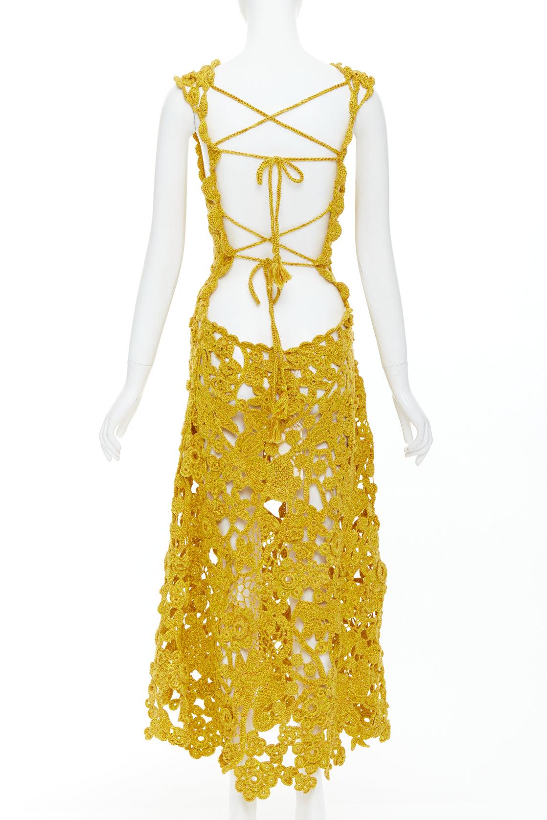 ULLA JOHNSON 2023 Yael yellow openwork guipure lace crochet dress S
Reference: LNKO/A02414
Brand: Ulla Johnson
Model: Yael
Material: Cotton
Color: Yellow
Pattern: Solid
Closure: Self Tie
Extra Details: For Spring ‚Äò23; the designer doubled down on
