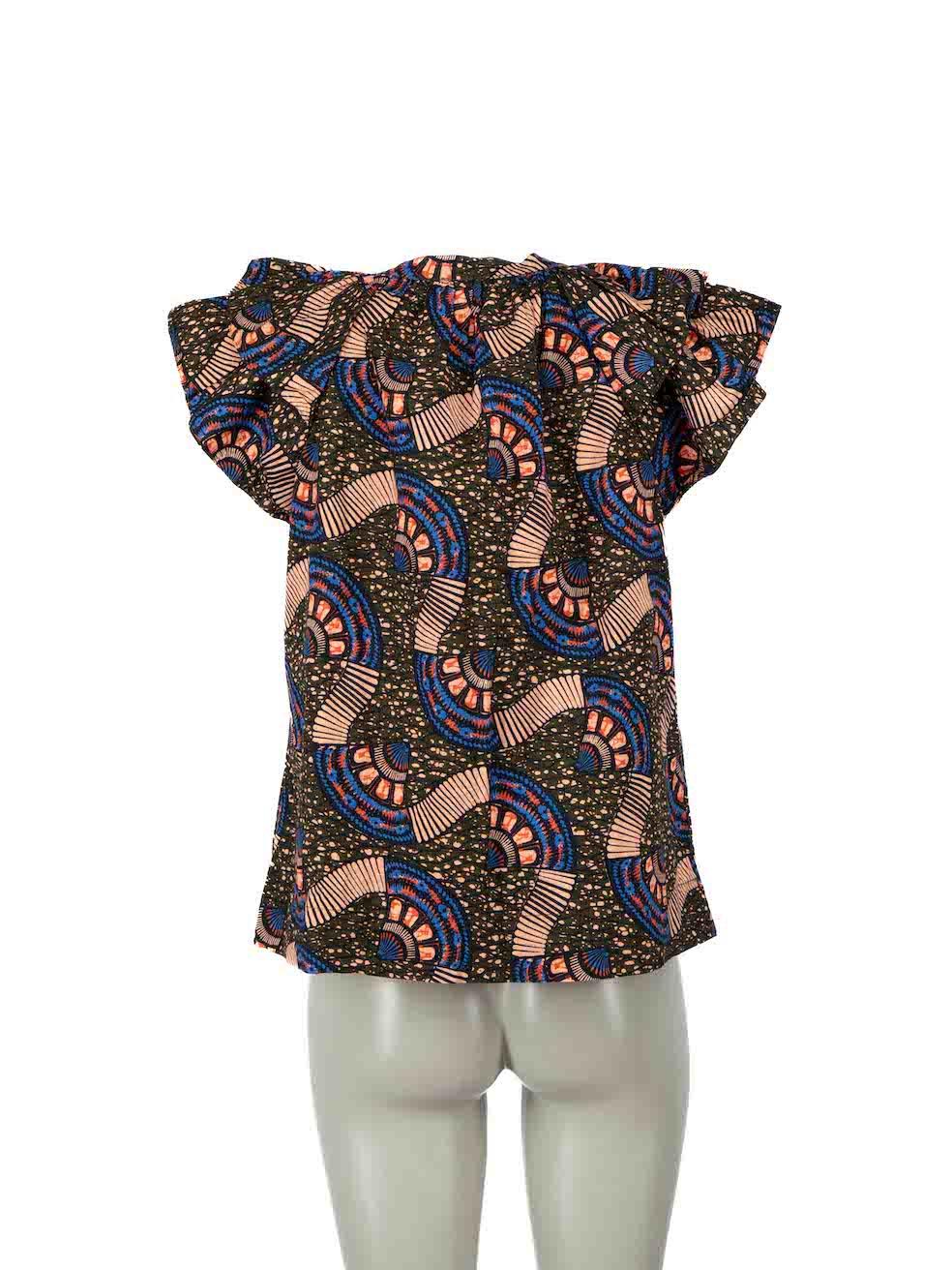 Ulla Johnson Abstract Pattern Ruffle Accent Top Size S In Excellent Condition For Sale In London, GB