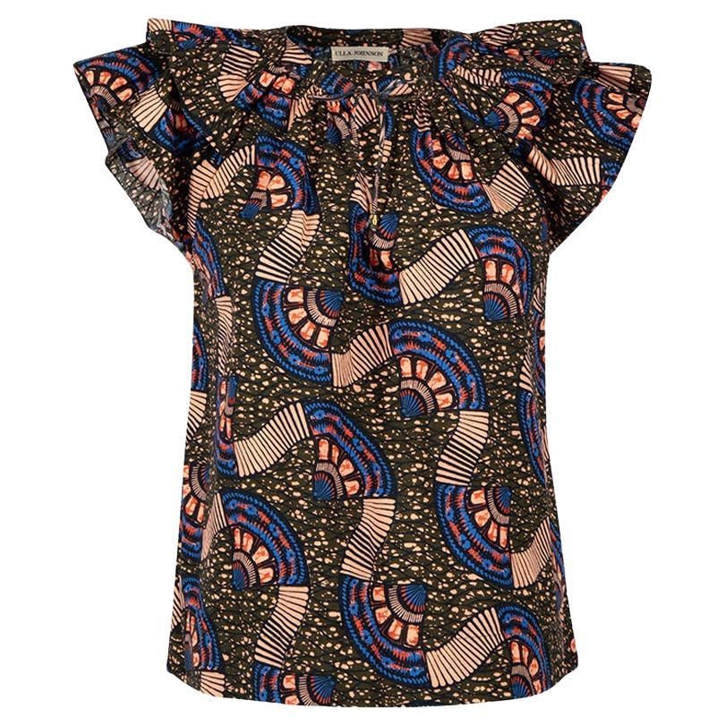Ulla Johnson Abstract Pattern Ruffle Accent Top Size S For Sale