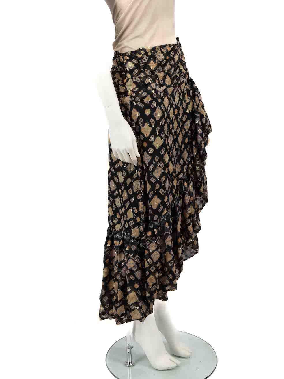 CONDITION is Very good. Hardly any visible wear to skirt is evident on this used Ulla Johnson designer resale item.
 
 
 
 Details
 
 
 Multicolour
 
 Silk
 
 Skirt
 
 Abstract pattern
 
 Midi
 
 Ruffle trim
 
 Side zip fastening
 
 
 
 
 
 Made in