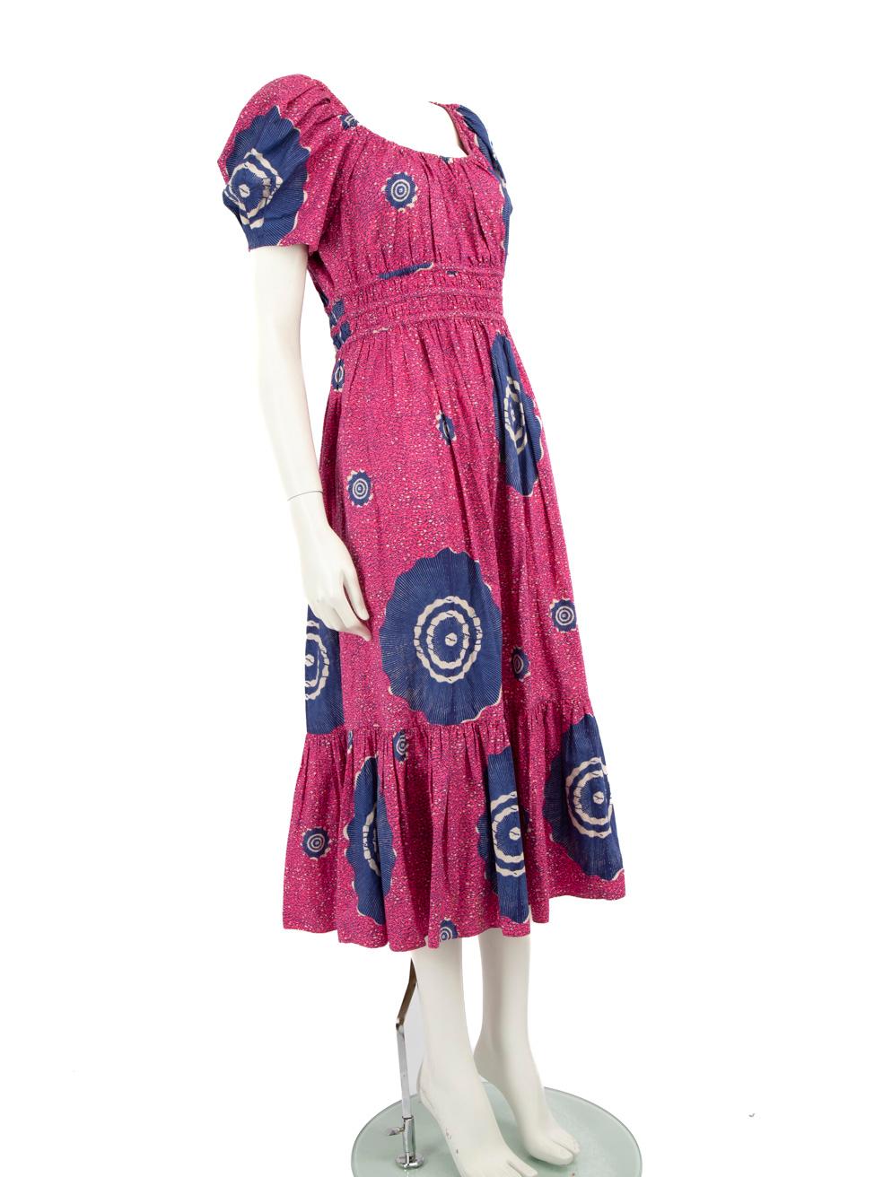 CONDITION is Very good. Minimal wear to dress is evident. Light markings along underarm areas and along inside neckline on this used Ulla Johnson designer resale item.
 
 Details
 Multicolour - Pink and blue
 Cotton
 Dress
 Abstract pattern
 Maxi
