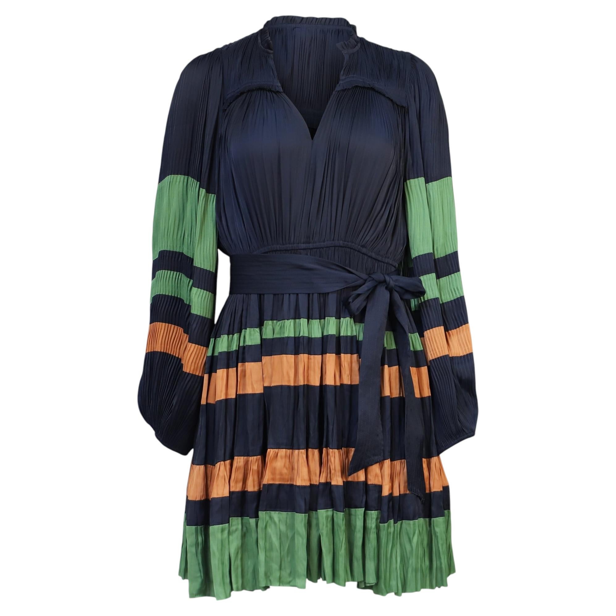 Ulla Johnson Alia Pleated Mini Dress in Multicolor Polyester