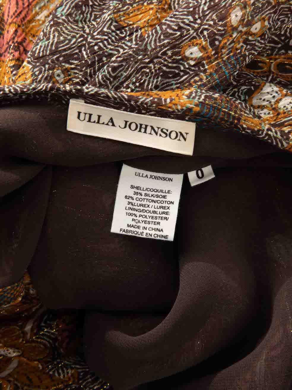Ulla Johnson Asymmetric Shoulder Patterned Dress Size XXS In Excellent Condition For Sale In London, GB