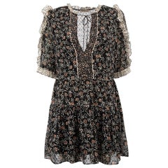 Ulla Johnson Black Floral Print Mini Dress Size XS