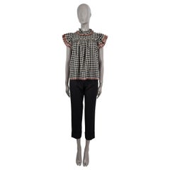 ULLA JOHNSON black & white cotton 2022 ARABEL CHECK Blouse Shirt S