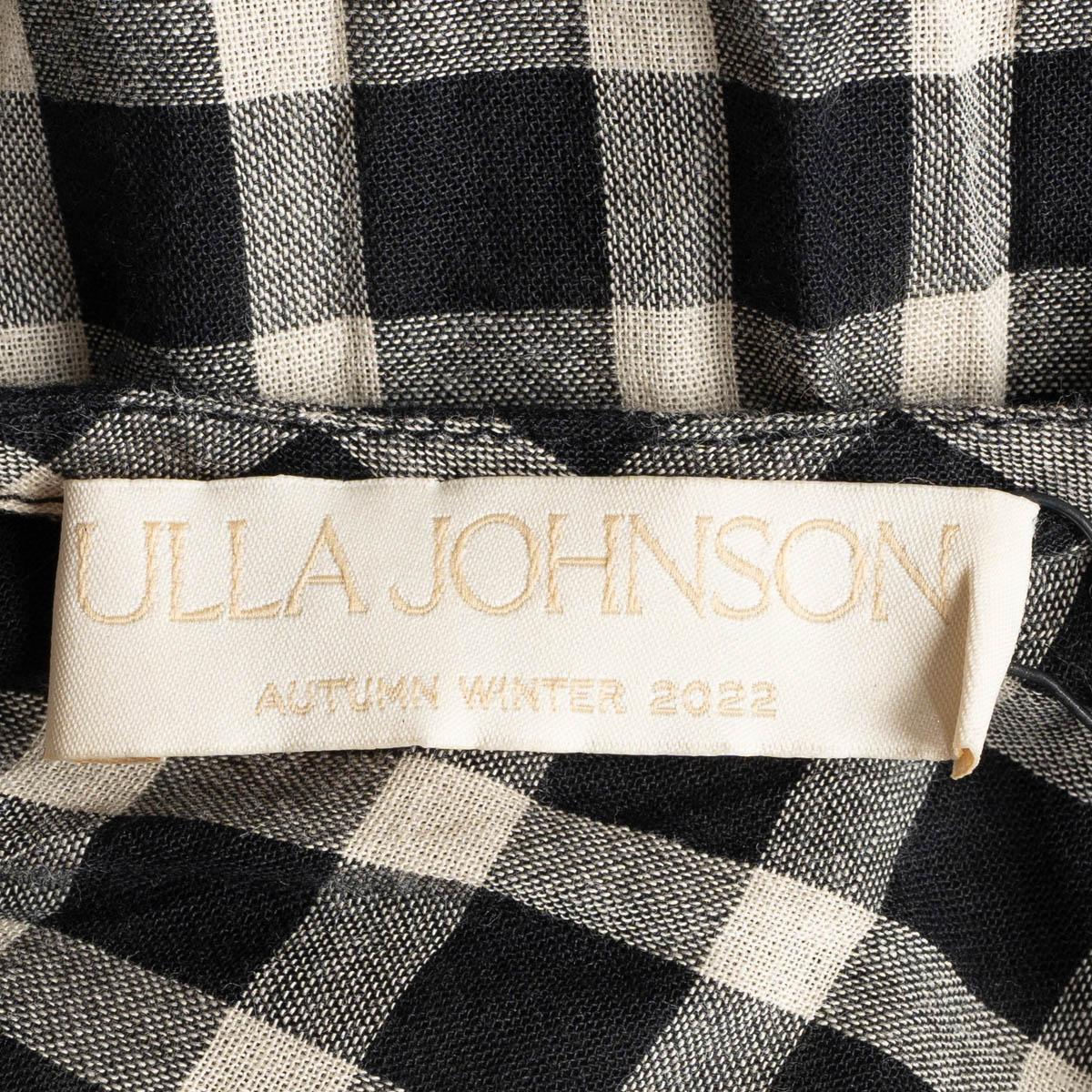 ULLA JOHNSON black & white cotton 2022 BLAIR CHECK Blouse Shirt S For Sale 3