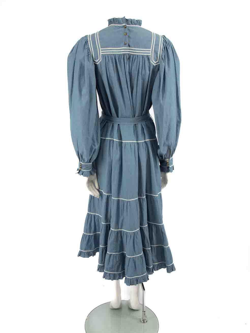 Ulla Johnson Blue Blanche Ruffle Midi Dress Size M In Good Condition For Sale In London, GB