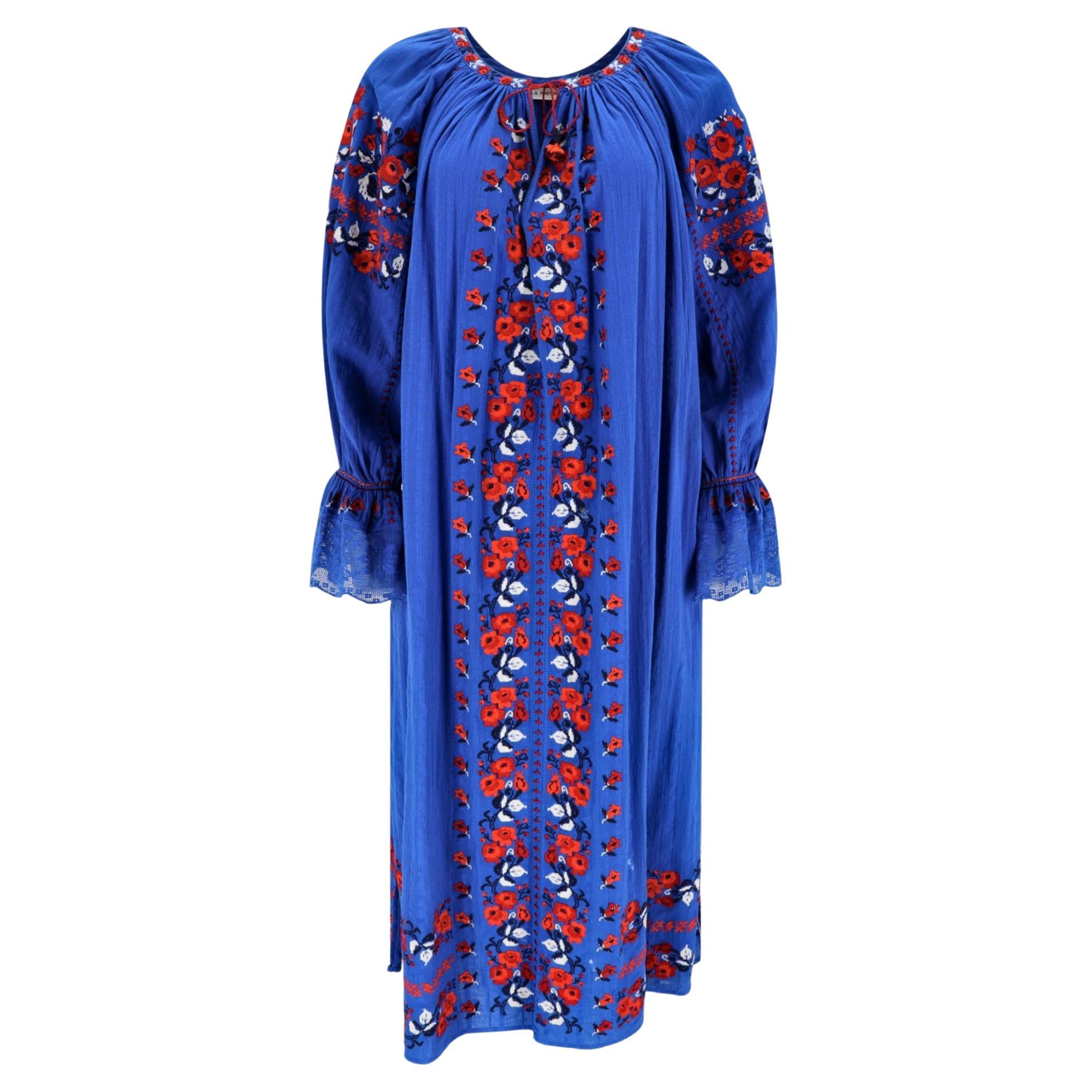 Ulla Johnson Boho Midi Cotton Dress in vendita