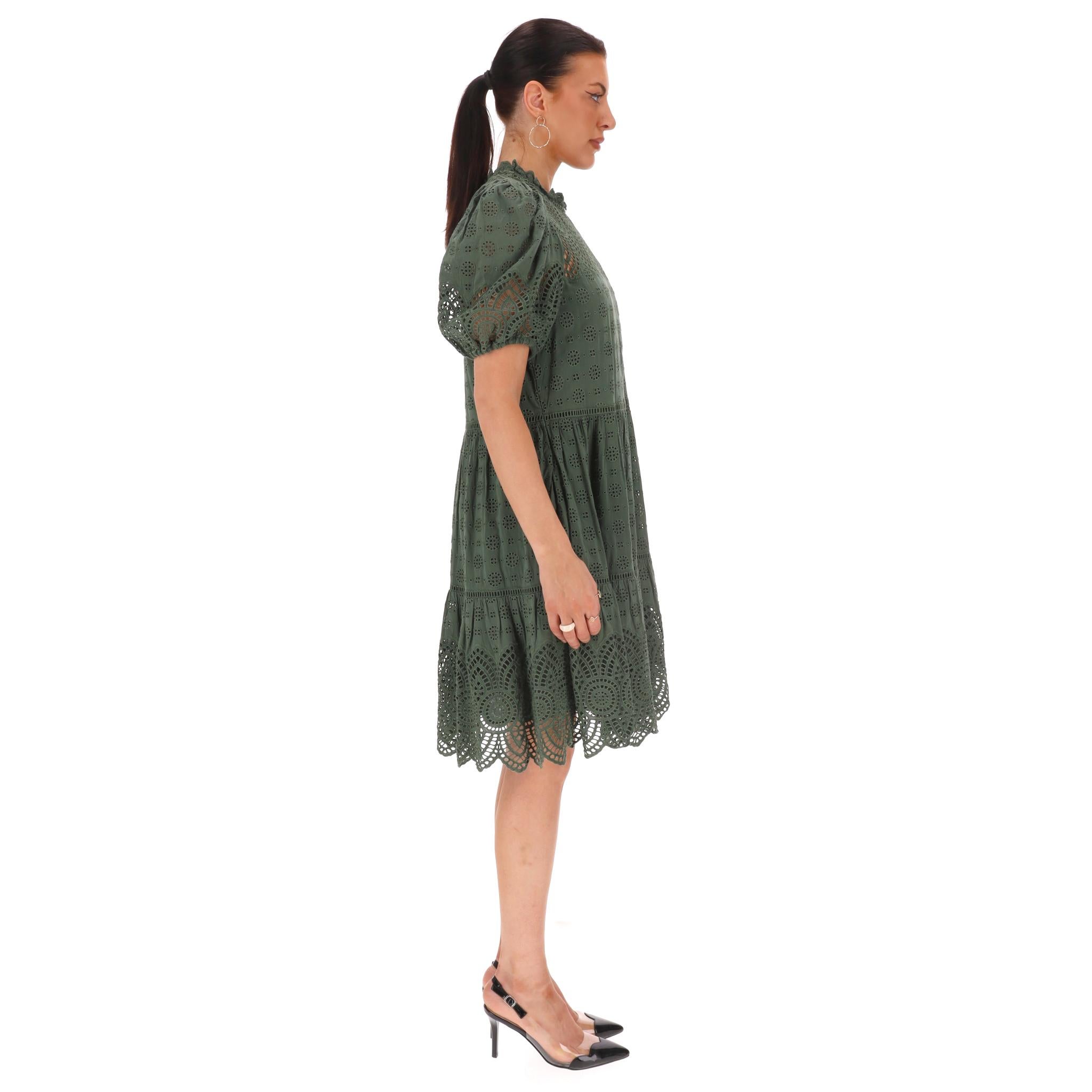 Black Ulla Johnson Broderie Anglaise Cotton Dress For Sale