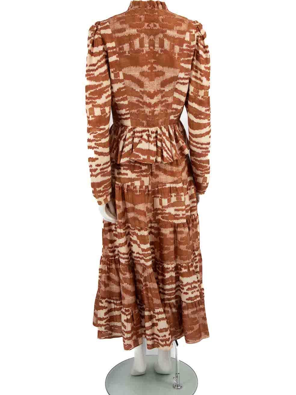 Ulla Johnson Brown Silk Zebra Print Skirt Set Size M In Good Condition For Sale In London, GB