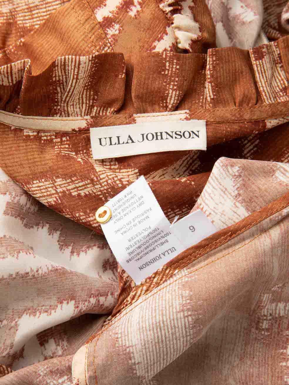 Ulla Johnson Brown Silk Zebra Print Skirt Set Size M For Sale 2