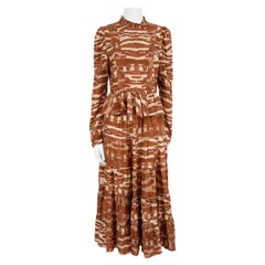 Ulla Johnson Brown Silk Zebra Print Skirt Set Size M