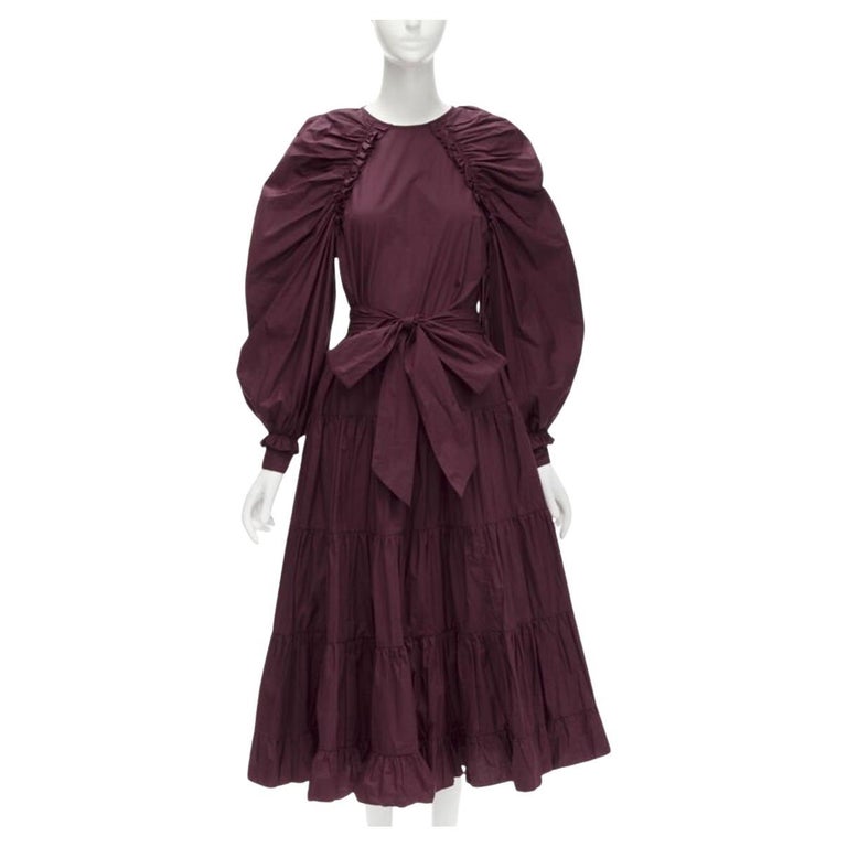 cotton burgundy dress Burgundy Floral Long Sleeve Midi Dress Medium main image 0