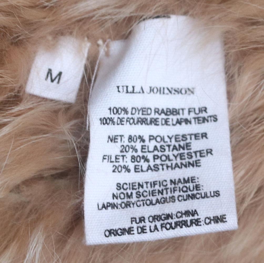 Beige Ulla Johnson Christa Printed Rabbit Fur Coat